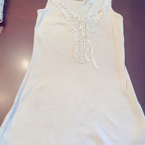 Guess tank top.  White  lace and sparkle detail.  Lace up.  Ribbed cotton. Sz M
